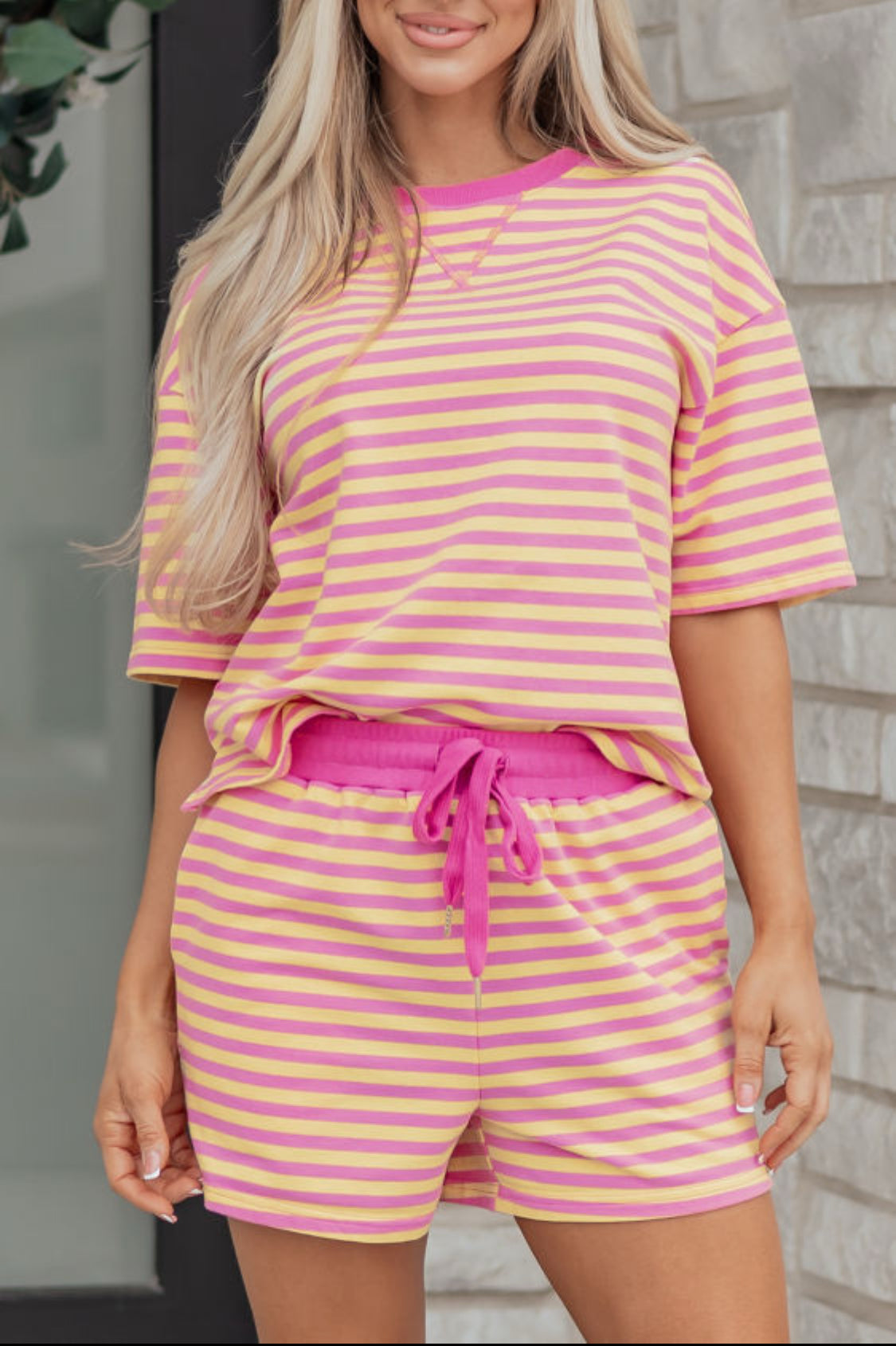 Pink striped two-piece set
