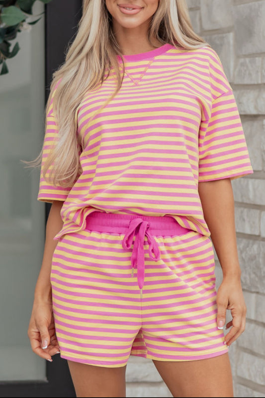 Pink striped two-piece set