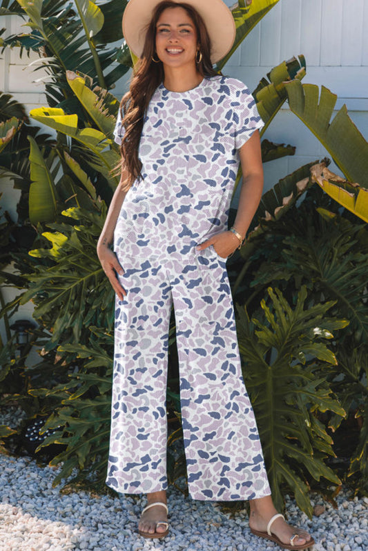 Camo two piece pant short sleeve set