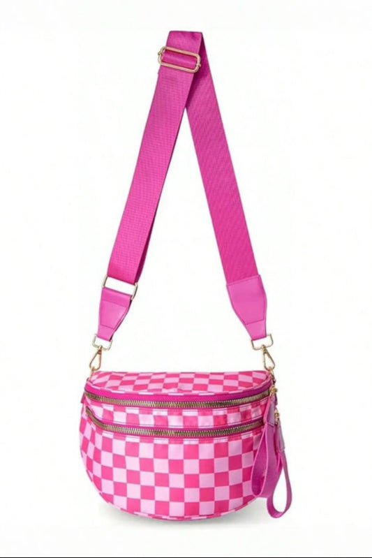 Hot pink Checkered Crossbody