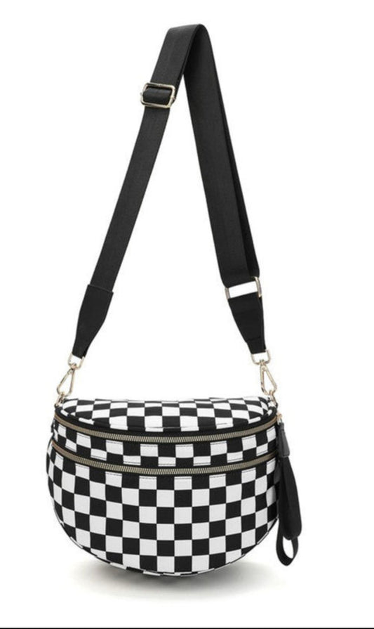 Black Checkered Crossbody